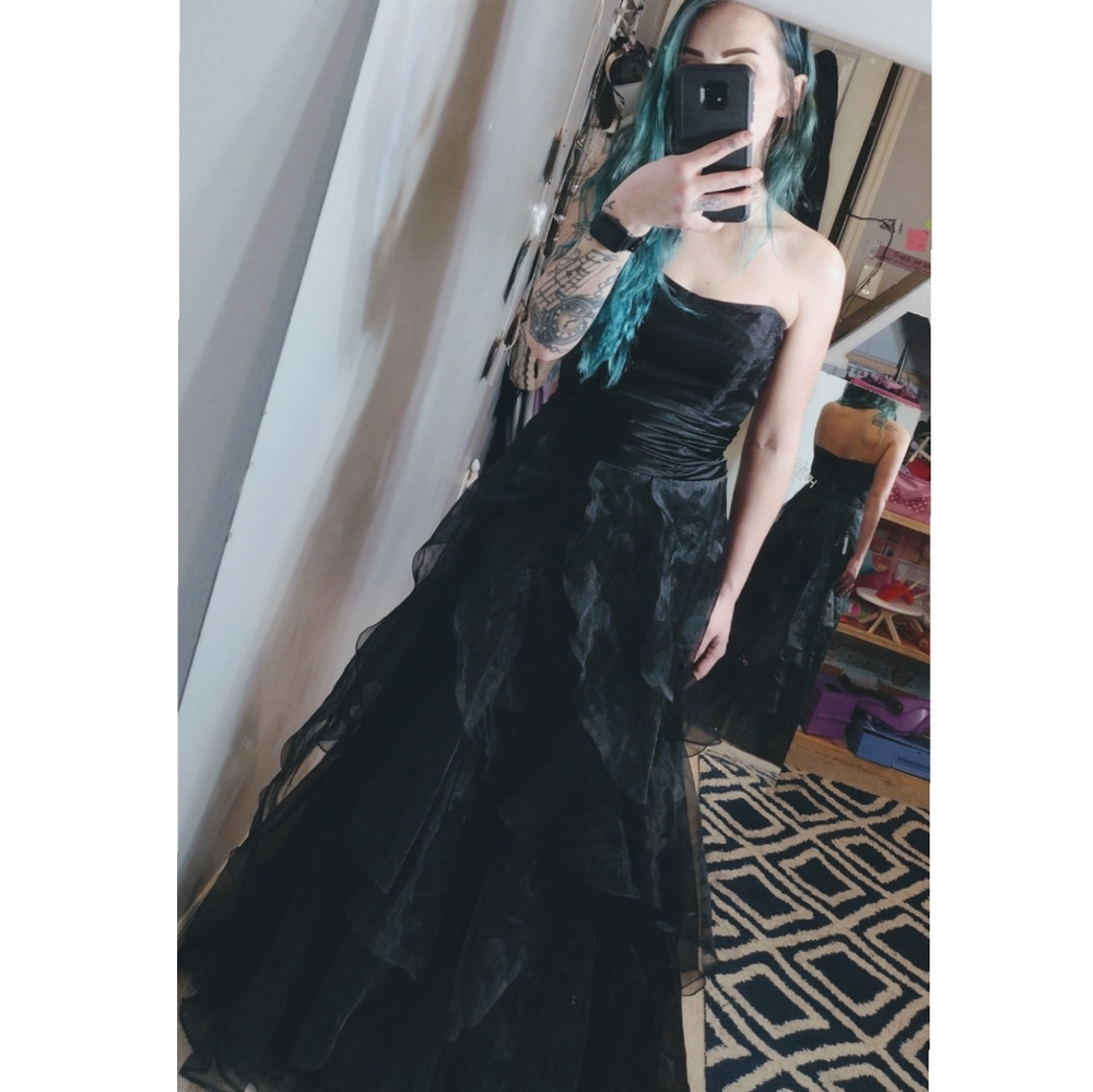 David's Bridal Tiered Organza Ball Gown